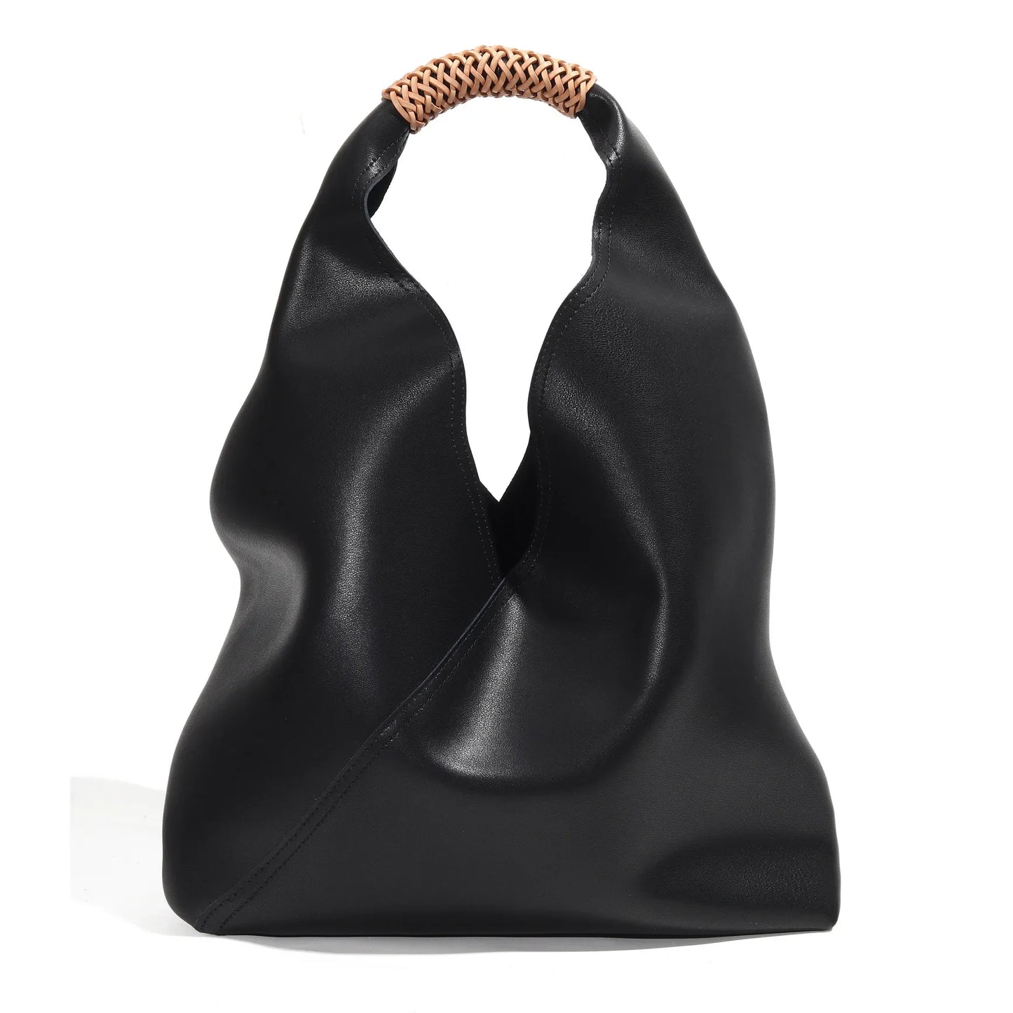 Hobo Bags- Genuine Leather Hobo Bag for Elegant Occasions- black- Chuzko Women Clothing