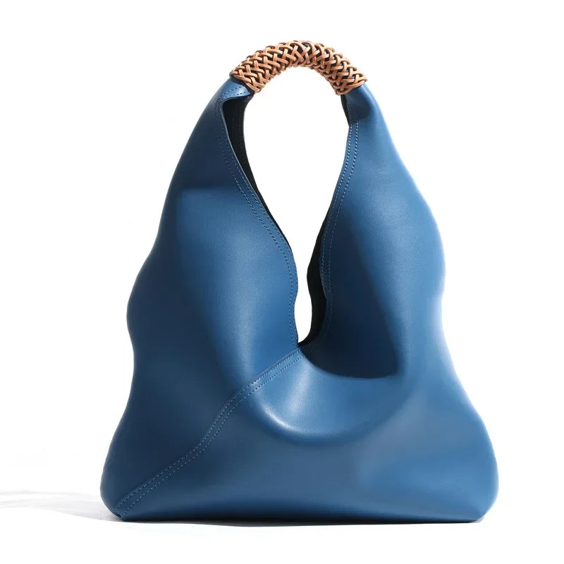 Hobo Bags- Genuine Leather Hobo Bag for Elegant Occasions- blue- Chuzko Women Clothing