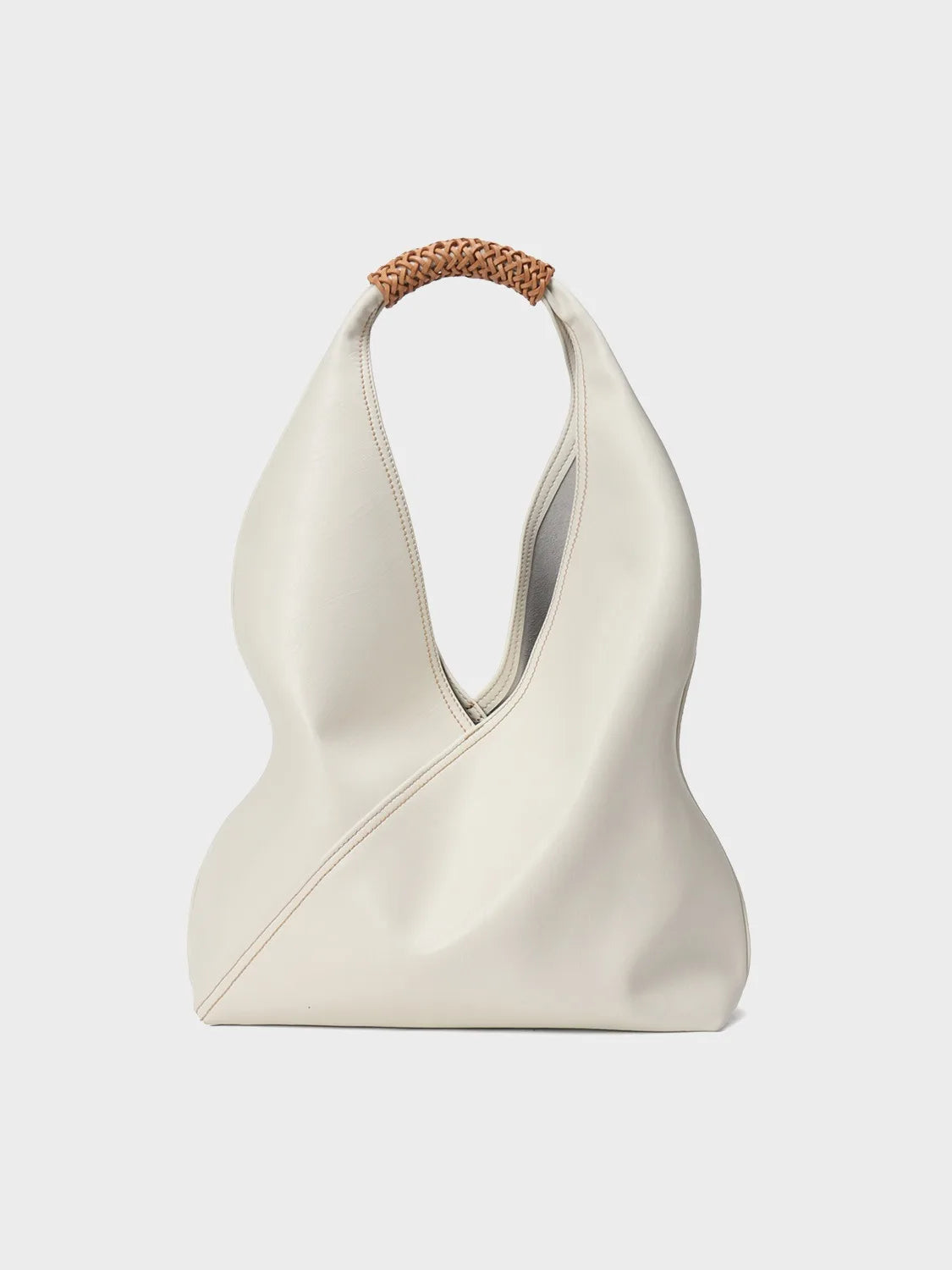 Hobo Bags- Genuine Leather Hobo Bag for Elegant Occasions- milk white- Chuzko Women Clothing
