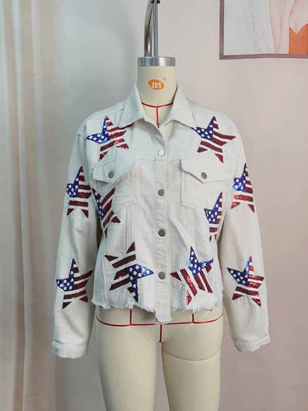 Veste patriotique en velours côtelé scintillant pour le jour de l'indépendance