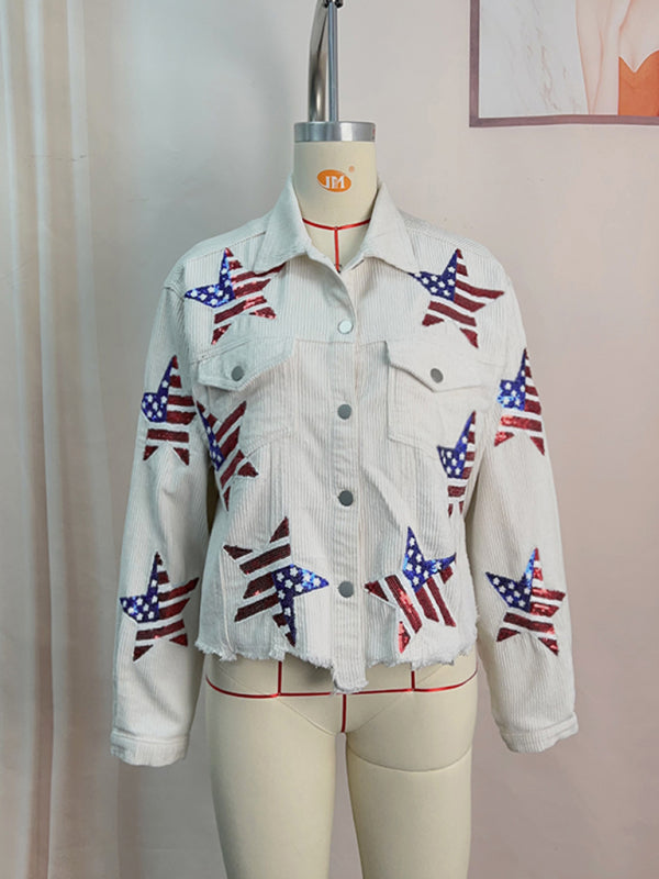 Patriotic Sparkle Corduroy Jacket for Independence Day