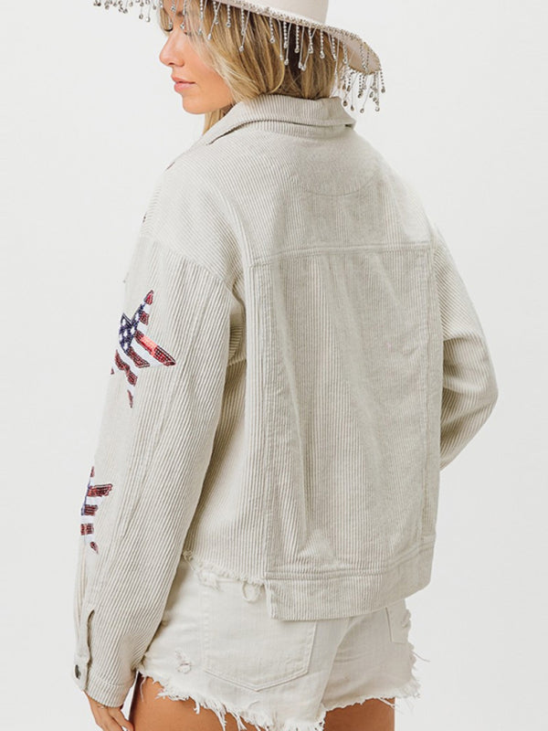 Patriotic Sparkle Corduroy Jacket for Independence Day