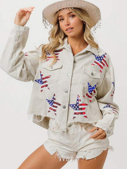 Patriotic Sparkle Corduroy Jacket for Independence Day