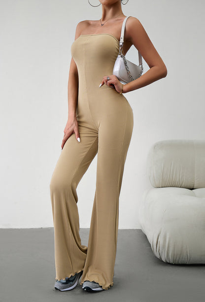 Fifted Strapless Jumpsuit - Stretchy Bandeau Overalls Pantsuits Jumpsuits - Chuzko Women Clothing
