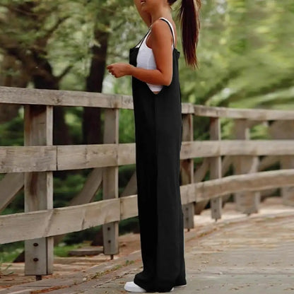 Full-Length Bib Pants Playsuit for Women - Utility Style Overalls