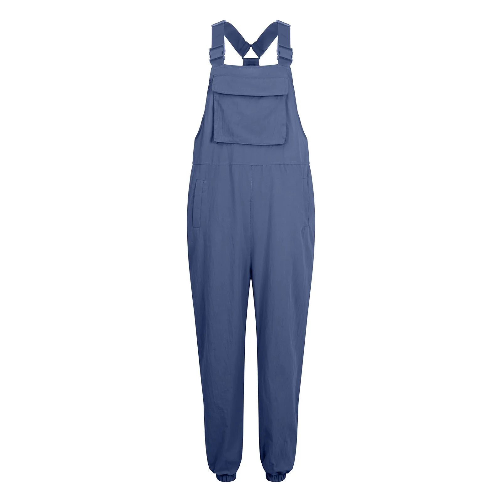 Jumpsuits- Women's Solid Bib Pencil Pantsuits with Multipockets - Baggy Overalls- - Chuzko Women Clothing