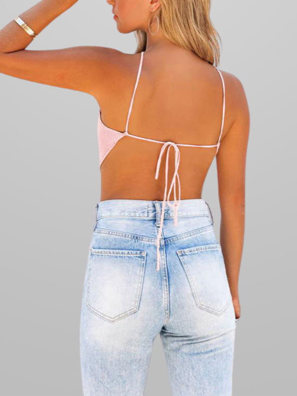 Knit Scarf Halter Women's Backless Summer Top