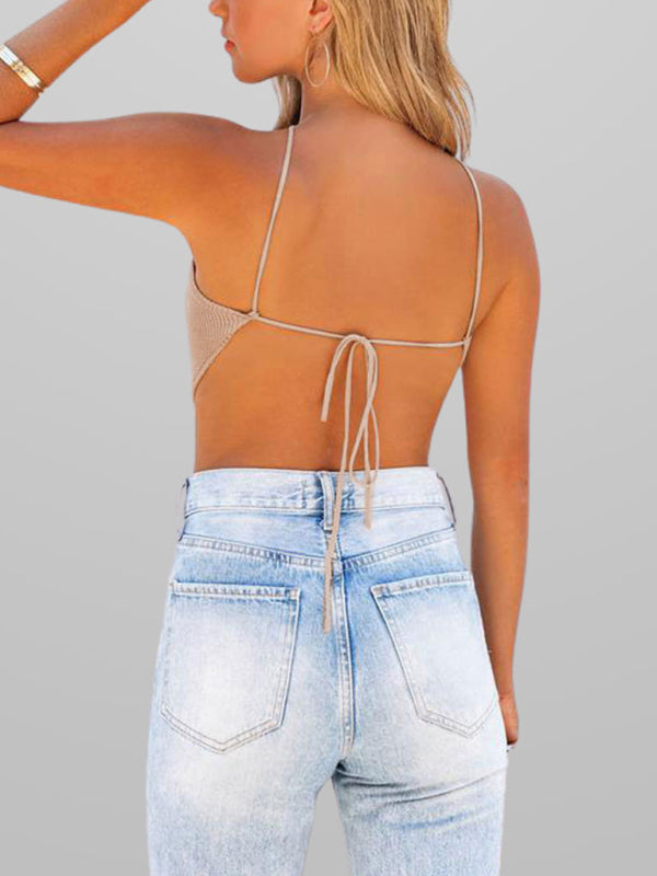 Knit Scarf Halter Women's Backless Summer Top