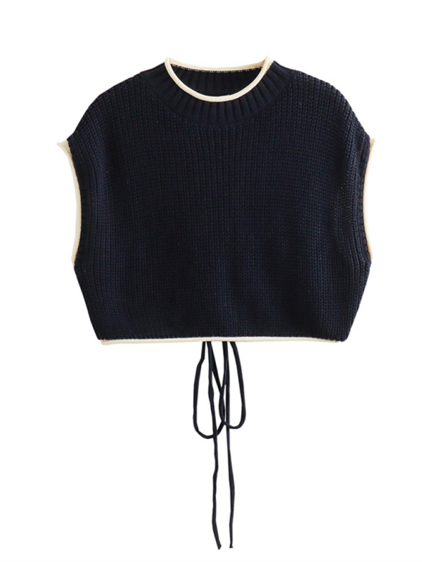 Trendy ärmelloses Crop Top mit Schnürung am Rücken stricken 