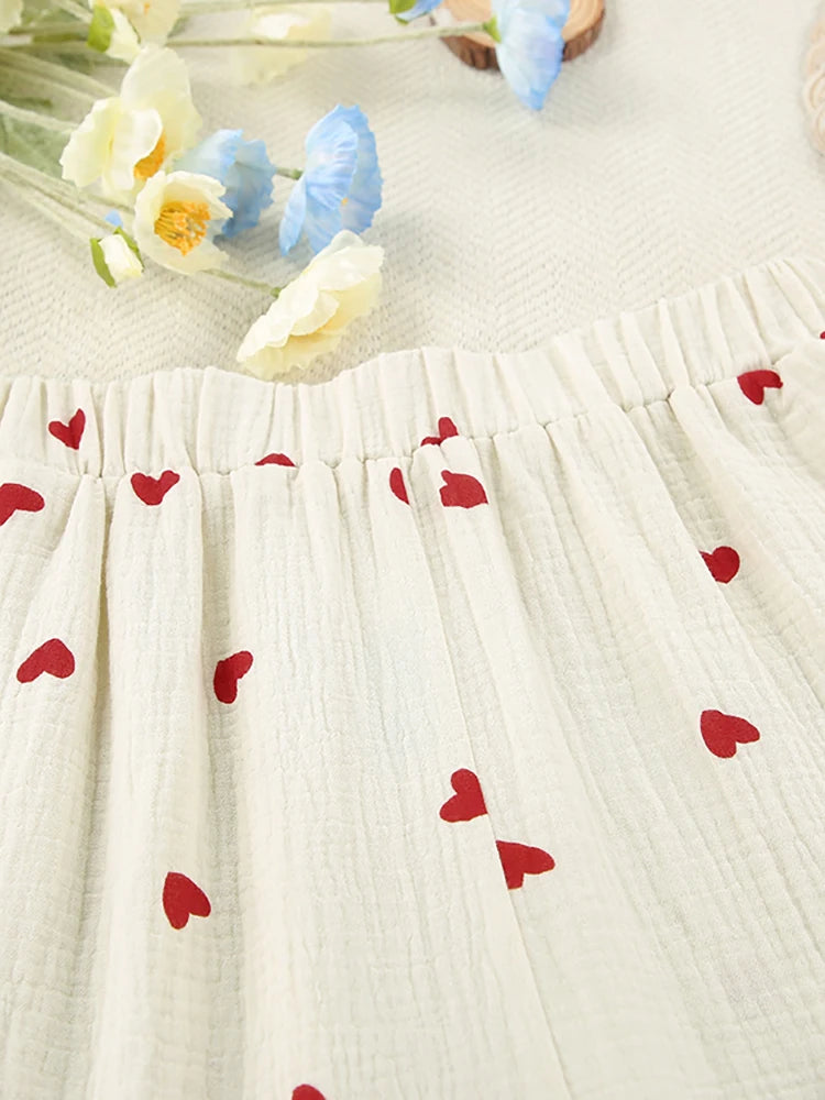 Loungewear- Cotton Love Print Pajamas Women's Long Sleeve Shirt & Pants Set- - Chuzko Women Clothing