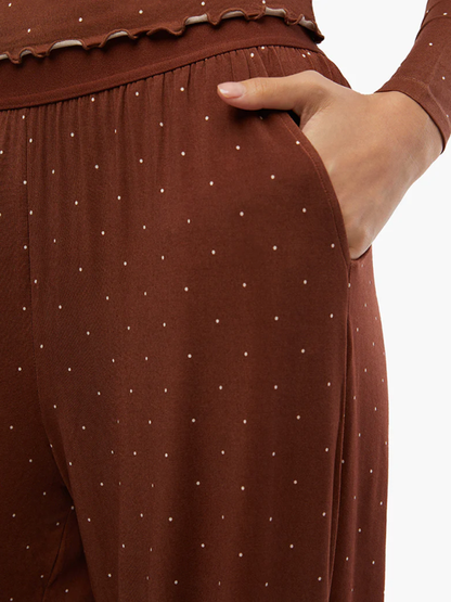 Floral Loungewear Pajama - Women's Long Sleeve Tee & Relaxed Pants Set
