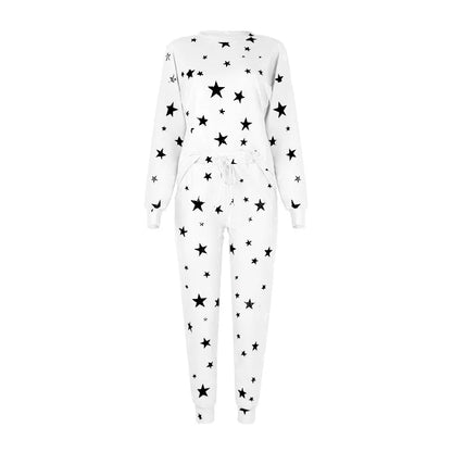 Loungewear- Starry Comfy Women's Casual Pajama Set for Home & Leisure- - Chuzko Women Clothing