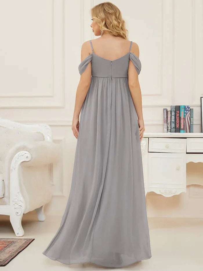 Maternity Dresses- Draped Maternity Evening Gown—Perfect for Elegant Events- - Chuzko Women Clothing