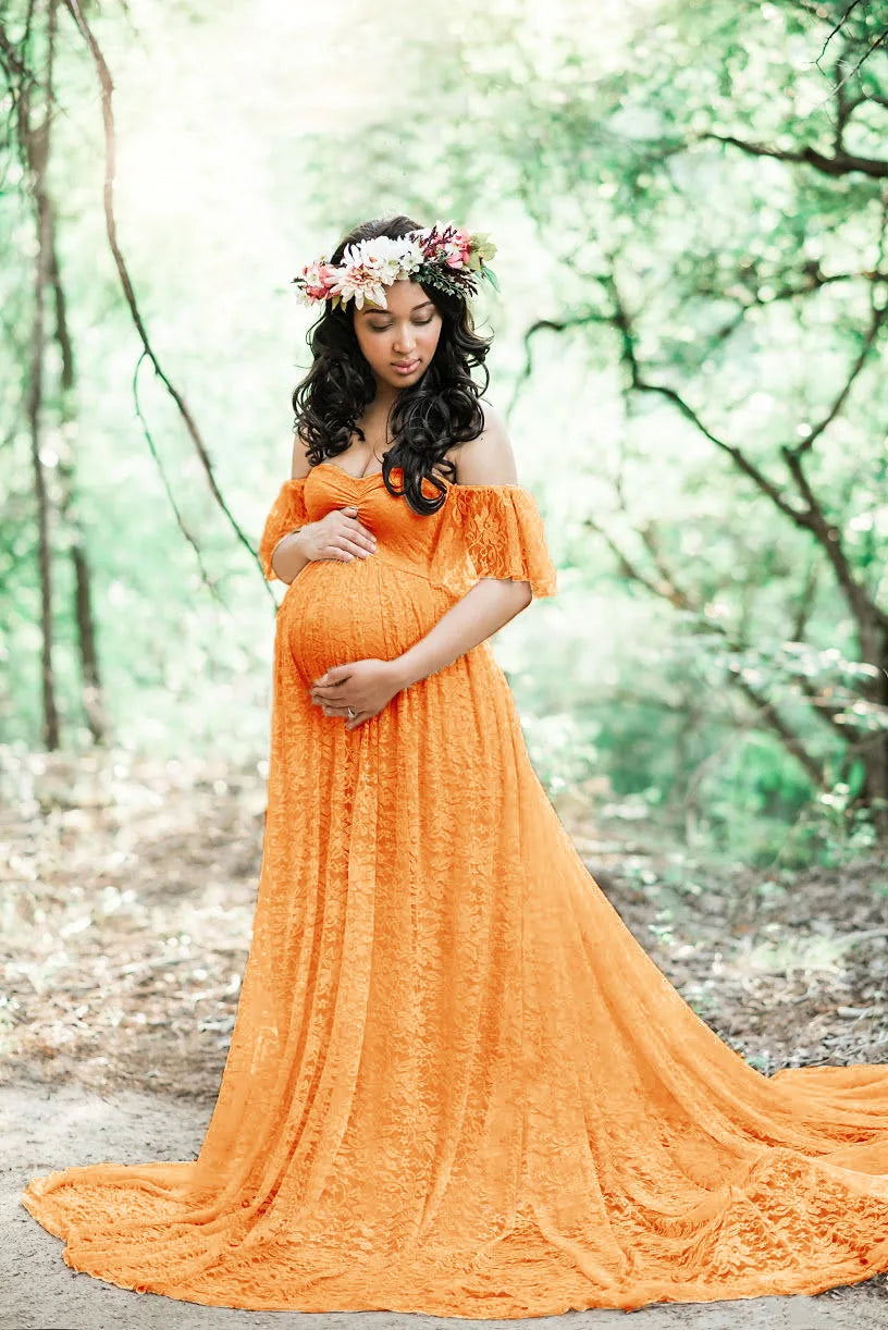 Maternity Dresses- Maternity Dress with Elegant Train for Formal Events- Ginger- Chuzko Women Clothing