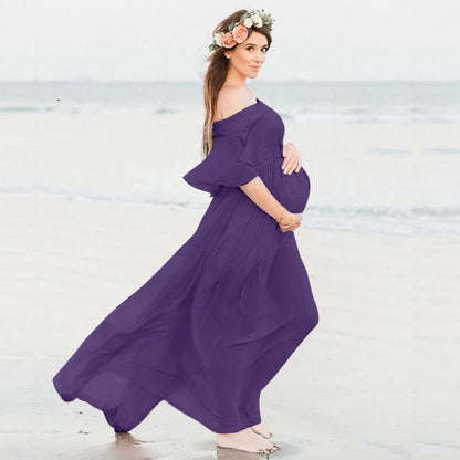 Maternity Dresses- The Perfect Maternity Dress for Baby Showers and Formal Events- Purple- Chuzko Women Clothing