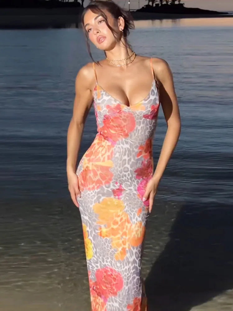 Floral Women's Summer Mermaid Cami Dress for Cocktails