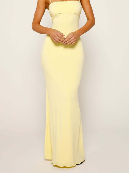 Summer Party Solid Backless Cami Dress in Body-Hugging Style