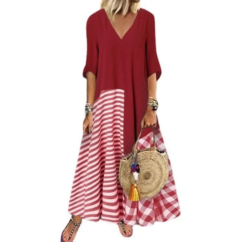 Maxi Dresses- Summer Vibrant Maxi Dress for Beach Days and Festivals- - Chuzko Women Clothing