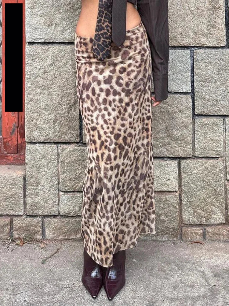 Maxi Skirts- All-Season Leopard Animal Print Midi Skirt- - Chuzko Women Clothing
