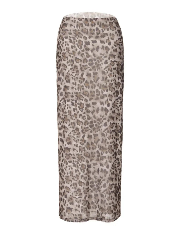 Maxi Skirts- All-Season Leopard Animal Print Midi Skirt- - Chuzko Women Clothing