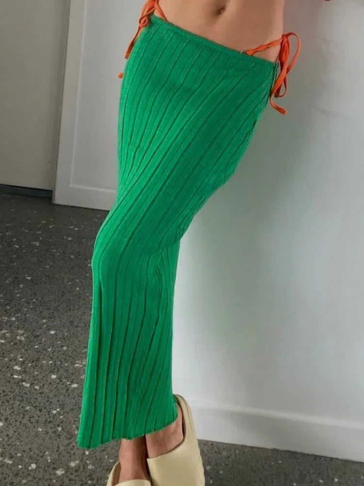 Maxi Skirts- Dual-Purpose Beach Maxi Skirt/Dress for Sun-Drenched Days- Green- Chuzko Women Clothing