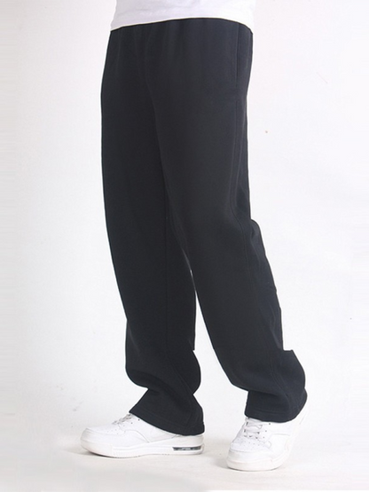 Men Pants- Sporty Men's Sweatpants for Lounging and Leisure- Black- Chuzko Women Clothing