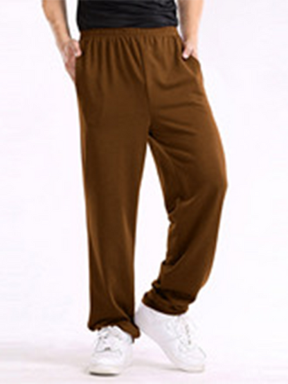 Men Pants- Sporty Men's Sweatpants for Lounging and Leisure- Dark Brown- Chuzko Women Clothing