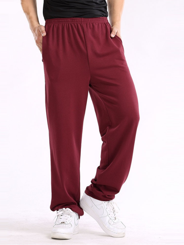 Men Pants- Sporty Men's Sweatpants for Lounging and Leisure- Wine Red- Chuzko Women Clothing