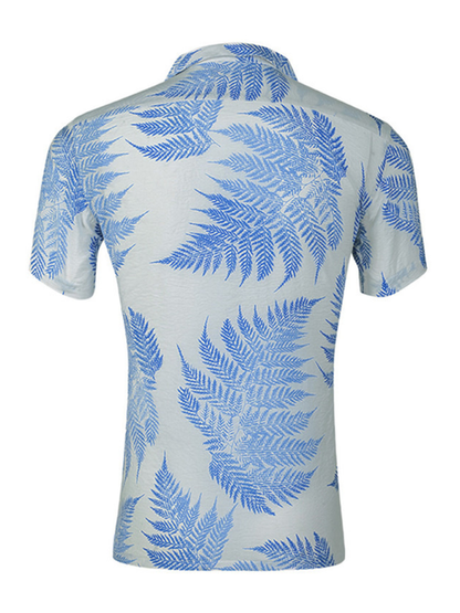 Men Shirts- Men's Cotton Hawaiian Shirt with Notch Lapel- - Chuzko Women Clothing