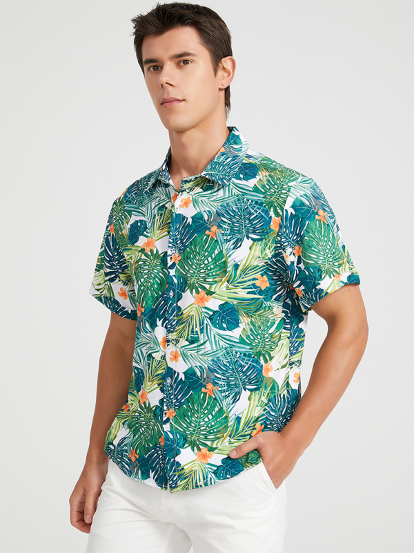 Men Shirts- Men's Hawaiian Shirt for Beach Adventures- - Chuzko Women Clothing