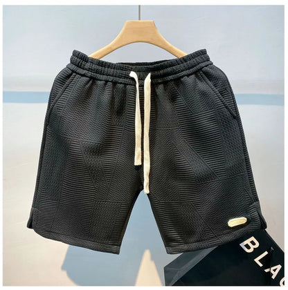 Men Shorts- Men's Textured Summer Shorts- - Chuzko Women Clothing