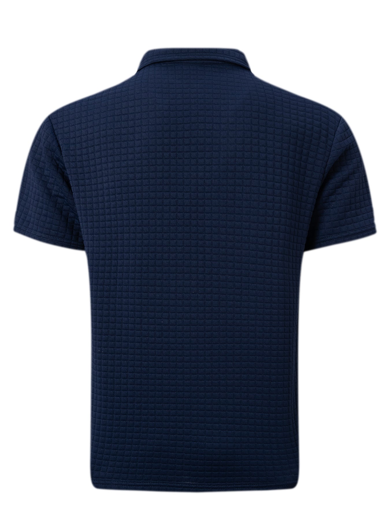 Men T-Shirts- Jacquard Plaid Polo T-Shirt with Elegant Collar for Men's Everyday Style- - Chuzko Women Clothing