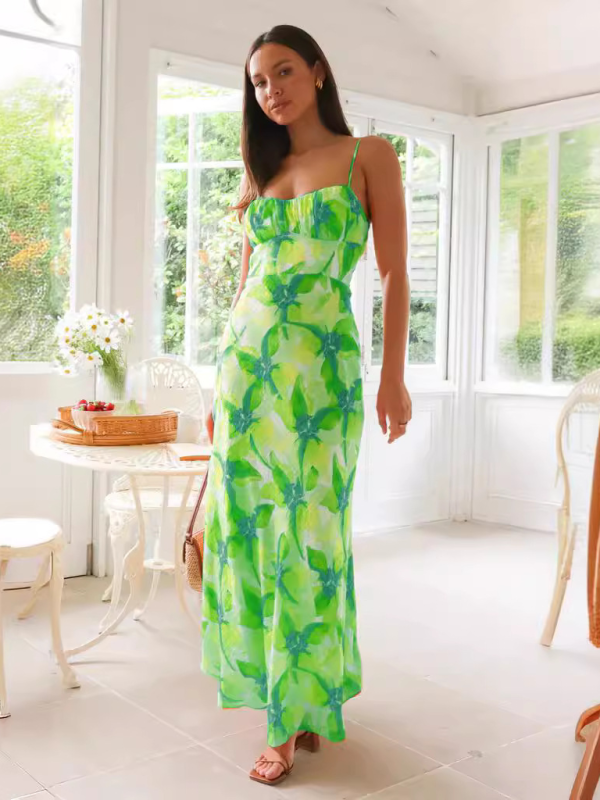 Florales Damen Sommer Meerjungfrauenkleid mit Camisole-Trägern