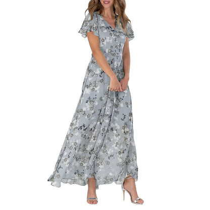 Midi Dresses- Floral Midi Dress for Spring Weddings & Garden Parties!- - Chuzko Women Clothing