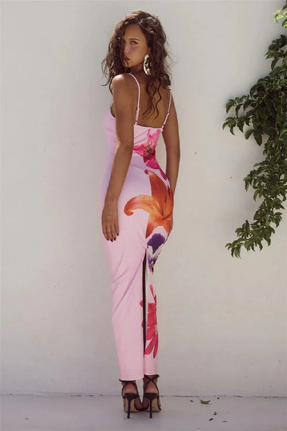 Midi Dresses- Garden Party Floral Print Midi Dress- - Chuzko Women Clothing