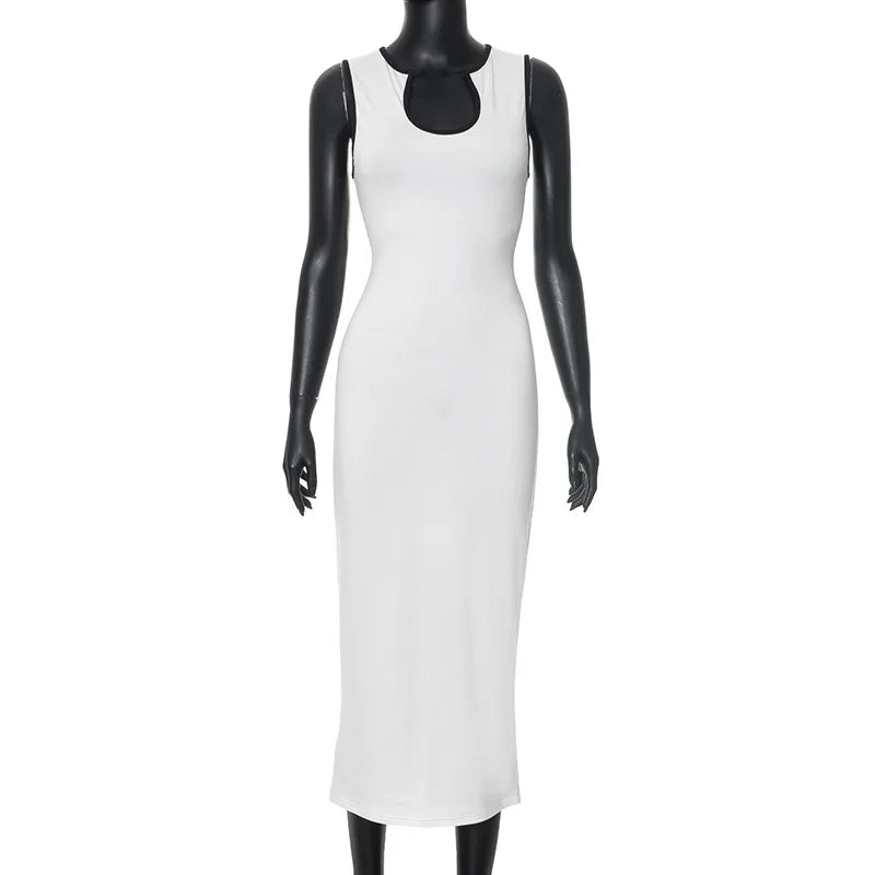 Midi Dresses- Women Monochromatic Bodycon Dress- - Chuzko Women Clothing