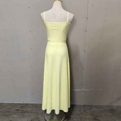 Midi Dresses- Women's Summer Knit Cami Midi Dress in Pleated Style- - Chuzko Women Clothing
