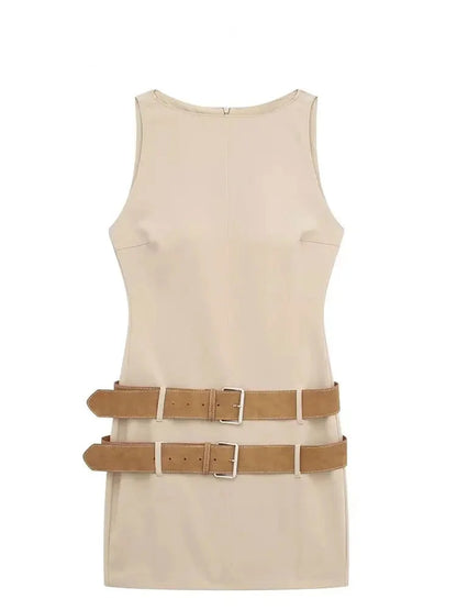 Bodycon Mini Dress with Double Belts for Summer Cocktail Parties
