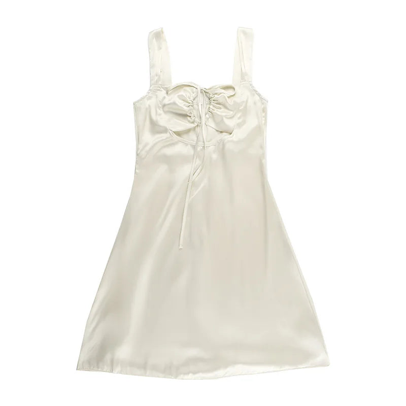 Mini Dresses- Elegant Cream A-Line Mini Dress for Cocktails- - Chuzko Women Clothing