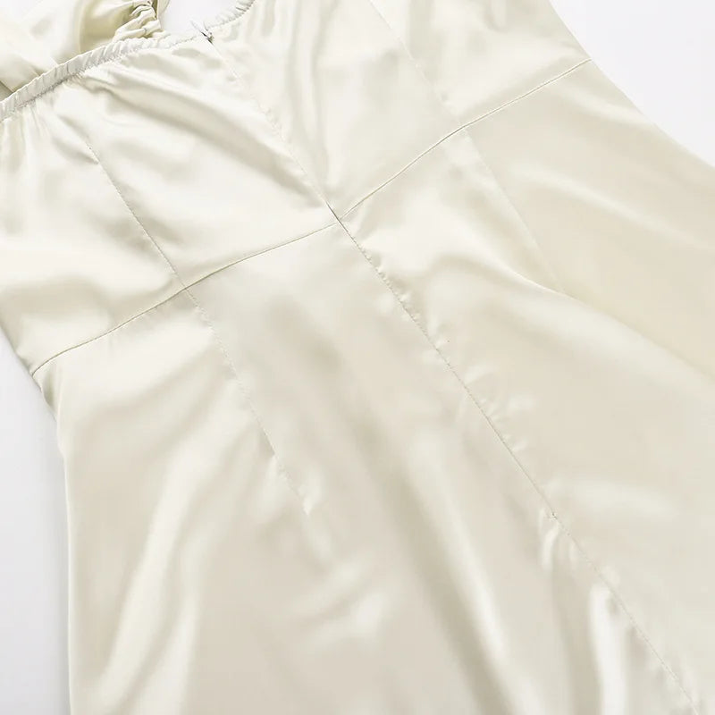 Mini Dresses- Elegant Cream A-Line Mini Dress for Cocktails- - Chuzko Women Clothing