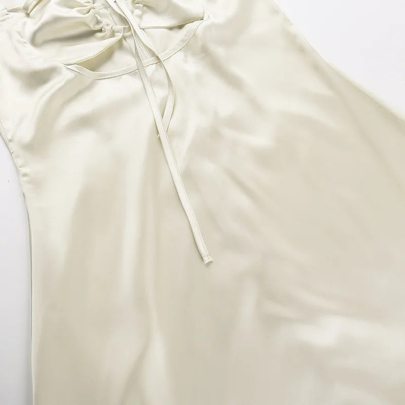 Mini Dresses- Elegant Cream A-Line Mini Dress for Cocktails- - Chuzko Women Clothing