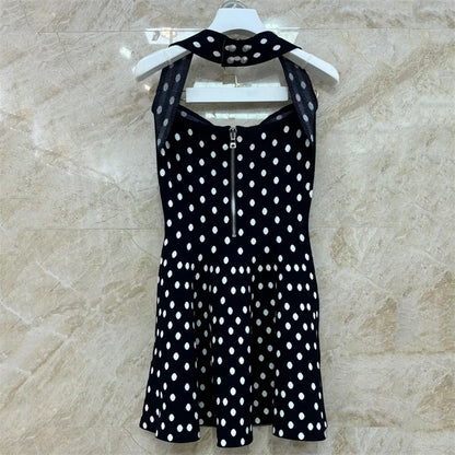 Polka Dots Women's Couture Summer Cocktail Fit & Flare Mini Dress