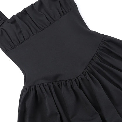 Solid Fit & Flare Puff Mini Dress for Women's Summer Cocktails