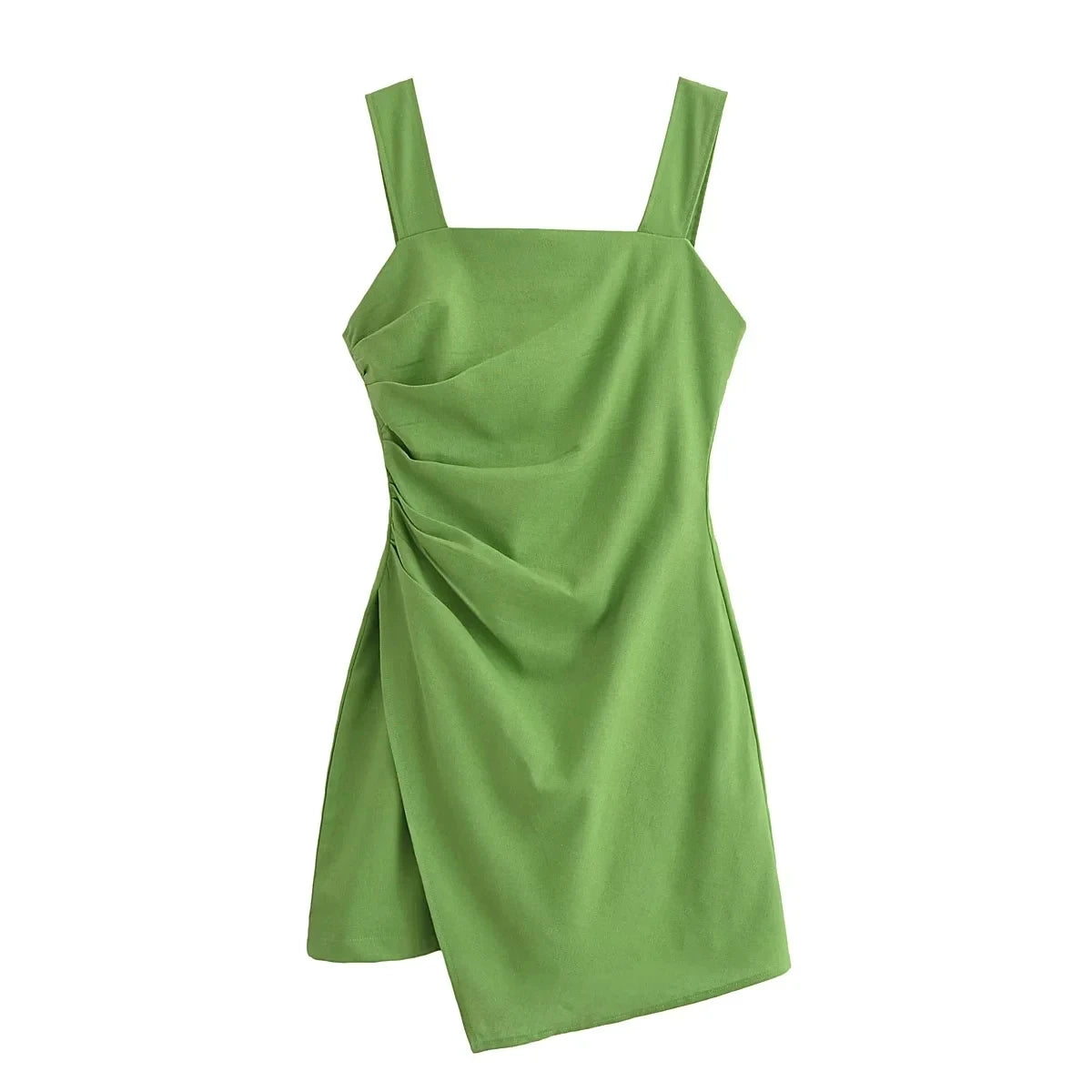 Mini Dresses- Solid Square Neck Mini Dress for Summer Cocktails- - Chuzko Women Clothing