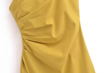 Mini Dresses- Solid Square Neck Mini Dress for Summer Cocktails- - Chuzko Women Clothing