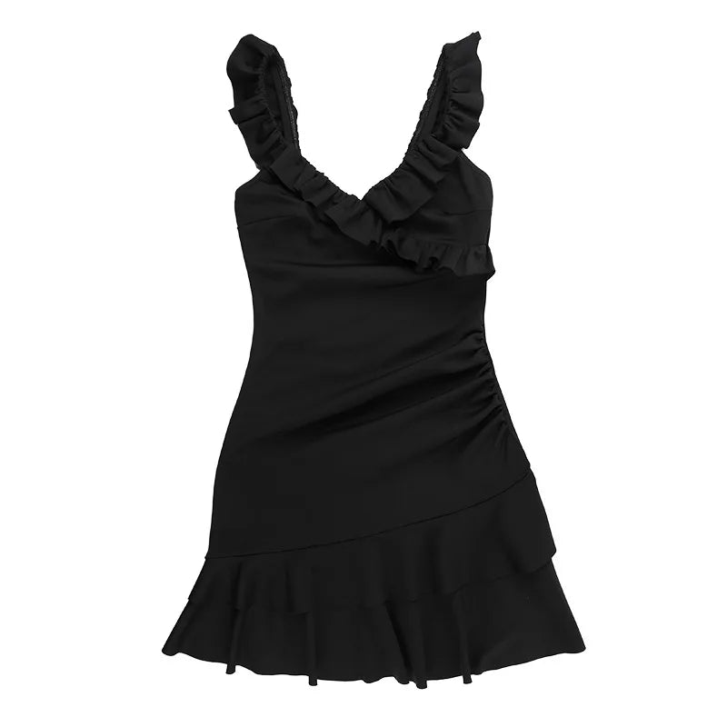 Mini Dresses- Summer Ruffled Mini Dress for Parties & Beach Weddings- - Chuzko Women Clothing