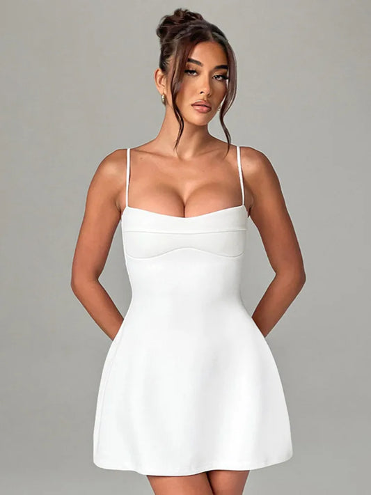 Mini Dresses- Women's A-Line Mini Dress with Runway Elegance- - Chuzko Women Clothing