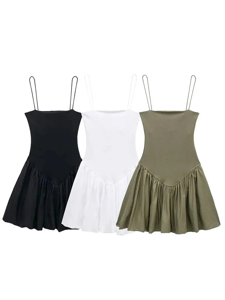 Mini Dresses- Women's Fit & Flare Little Black Dress for Summer- - Chuzko Women Clothing