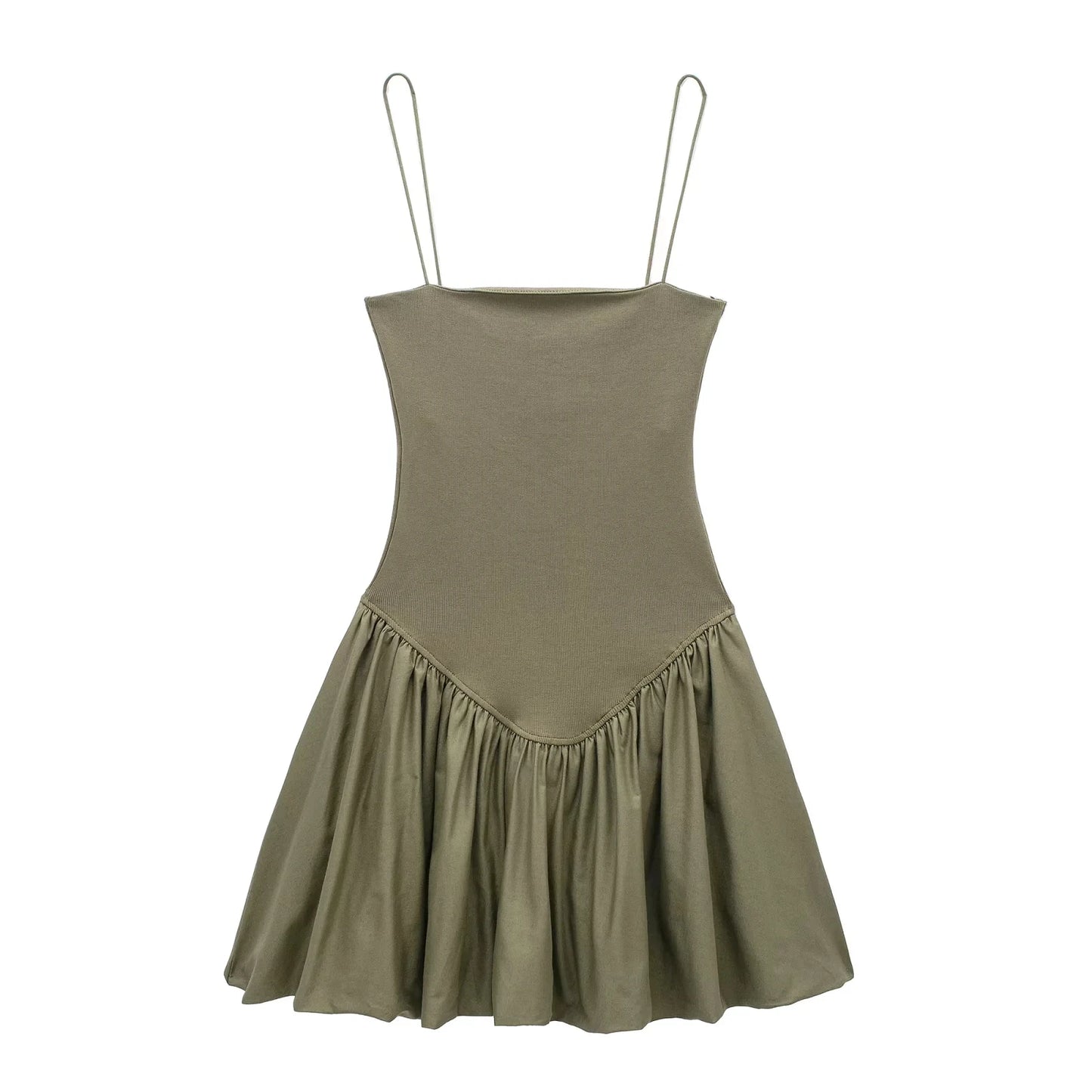 Mini Dresses- Women's Fit & Flare Little Black Dress for Summer- army green- Chuzko Women Clothing
