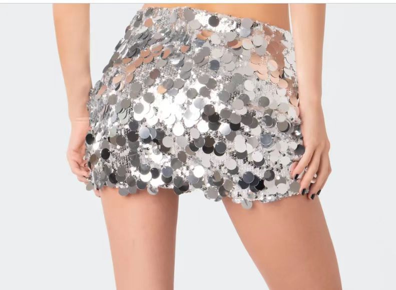 Mini Skirts- Sparkling Sequin Mini Skirt for Women on Disco Nights- - Chuzko Women Clothing